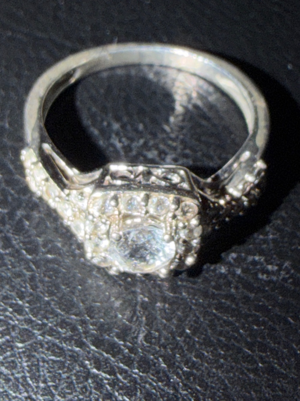 Vintage Style Sterling Silver 925 Cushion Halo Ring Clear Round Solitaire size 8
